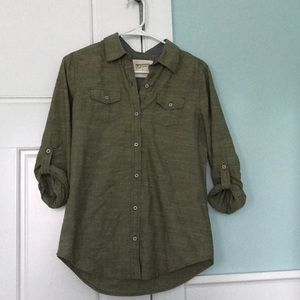 Army green button up shirt